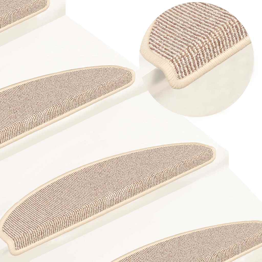 Vidaxx trappemåtter 15 stk 65x21x4 cm hvid og brun halvcirkel stor