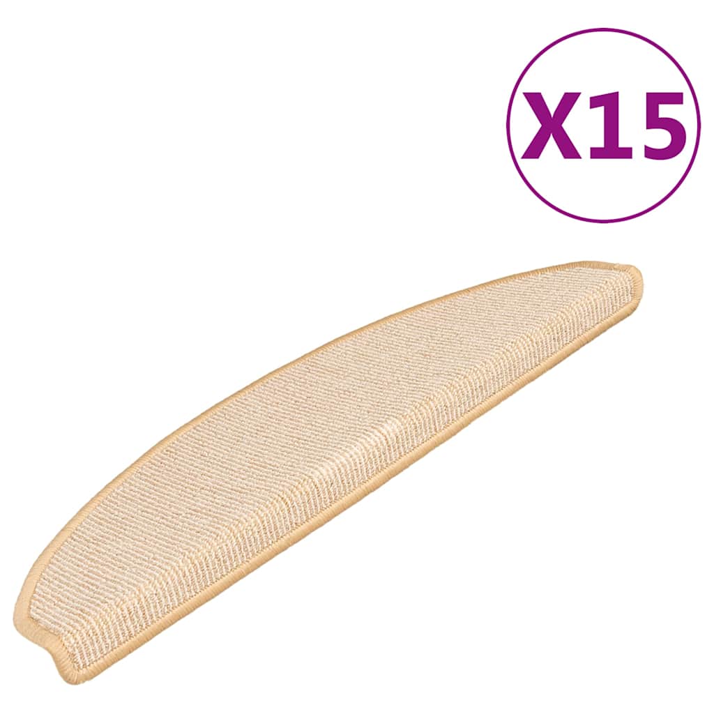 Vidaxx trappemåtter 15 stk 65x21x4 cm creme halvrunde store