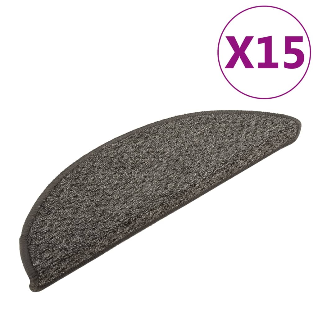 Vidaxl Stair Mats 15 St 56x17x3 cm Anthracite -farvet