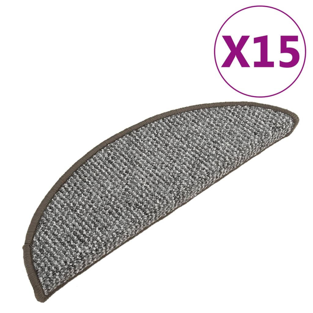 Vidaxl Stair Mats 15 St 56x17x3 cm grå