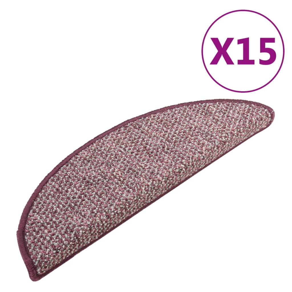 Vidaxl Stair Mats 15 St 65x21x4 cm lilla