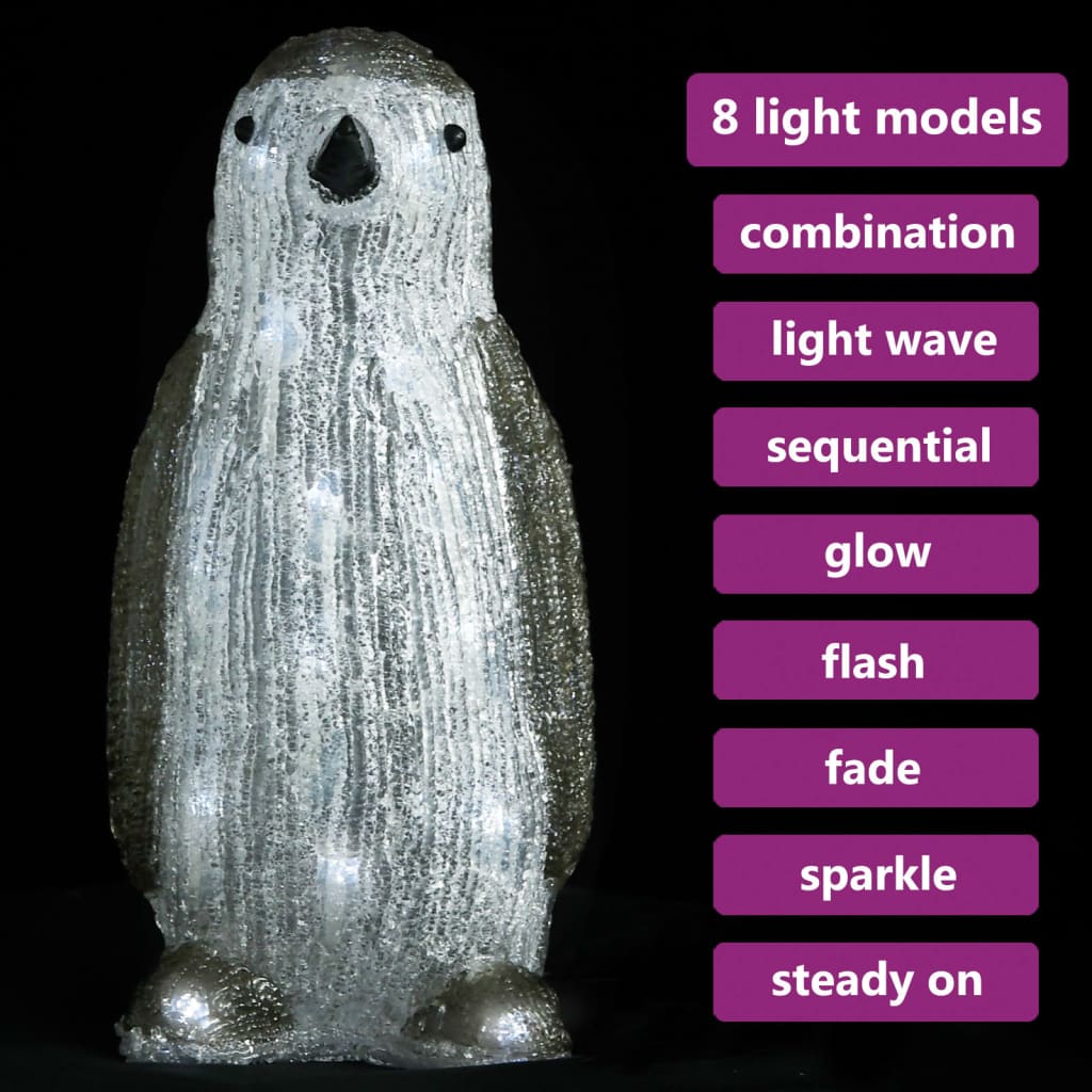 Vidaxl Christmas Figur Penguin førte ind i og uden for 30 cm akryl