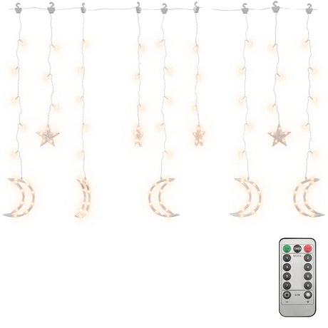 Vidaxl Light Garland Star and Moon Remote Control 138 Lys Warm White
