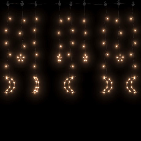 Vidaxl Light Garland Star and Moon Remote Control 138 Lys Warm White