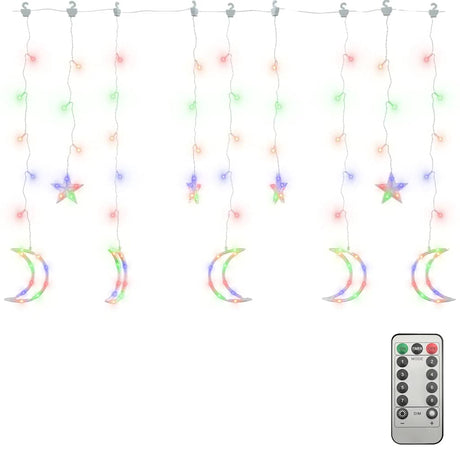 Vidaxl Light Garland Star and Moon 138 LED'er Multi -farvet