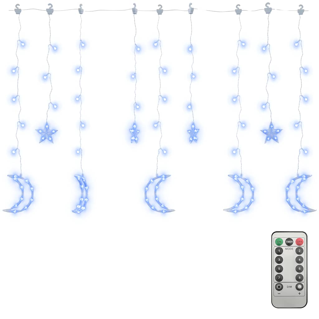 Vidaxl Light Garland Star and Moon Remote Control 345 LEDS Blå