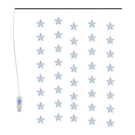 Vidaxl Light Cord Curtain Stars med 200 LED'er 8 funktioner Multi -farvet