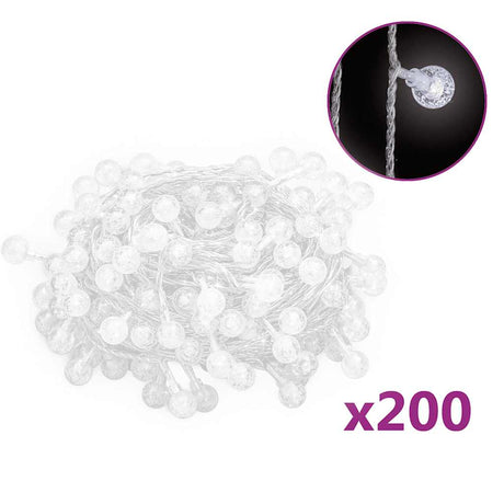 VidaXL lysledning med 200 LED'er, 8 funktioner, kold hvid, 20 m