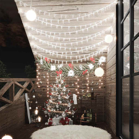 VidaXL lysledning med 200 LED'er, 8 funktioner, kold hvid, 20 m