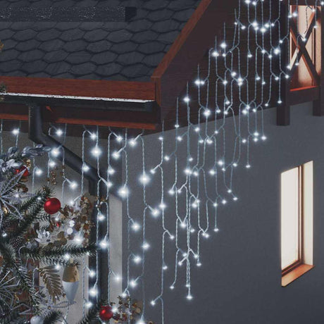 Vidaxl let gardin med 400 lysdioder og 8 funktioner 10 m kold hvidt