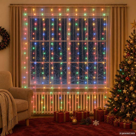 Vidaxl Light Corder Blind med 300 LED'er og 8 funktioner 3x3 m flerfarvet