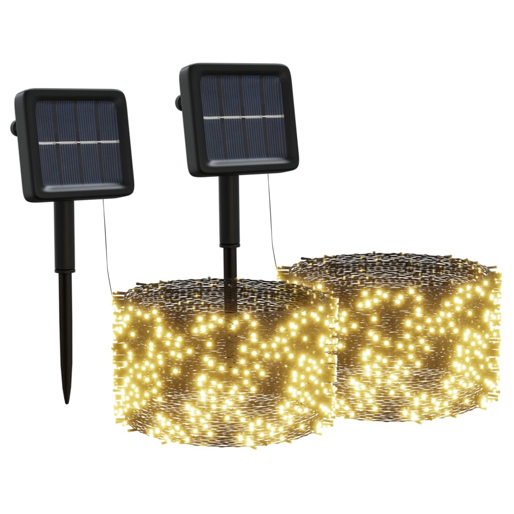 Vidaxl Light Cords 2 St med 2x200 LEDS Solar inde i varm hvidt udenfor