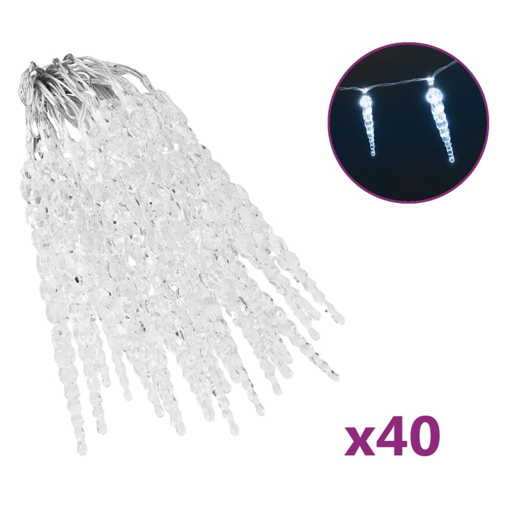 Vidaxl Christmas Lighting Ice Geg med 40 LEDS Akrylkold hvid