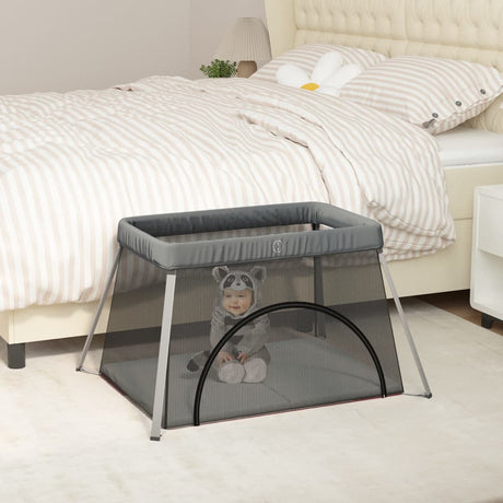 Vidaxl Baby Box med madras linned mørkegrå