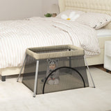 Vidaxl Baby Box med madras linned taupe