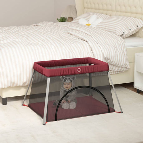 Vidaxl Babybox med madras linned rød