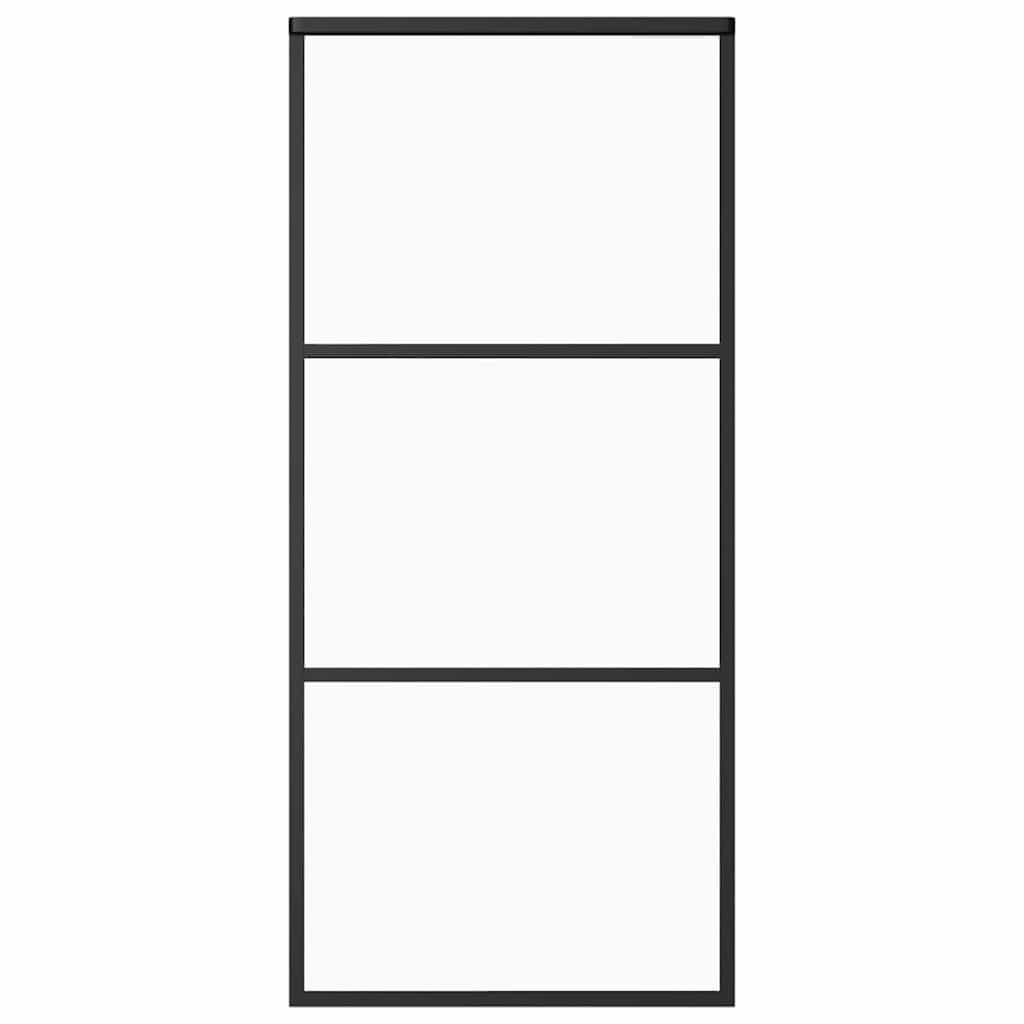Vidaxl skydedør 90x205 cm ESG glas og aluminium sort