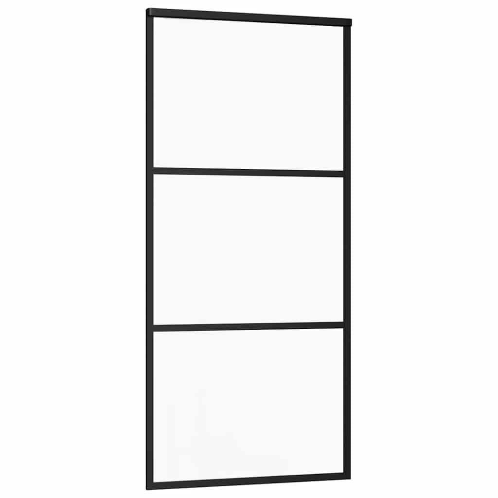 Vidaxl skydedør 90x205 cm ESG glas og aluminium sort