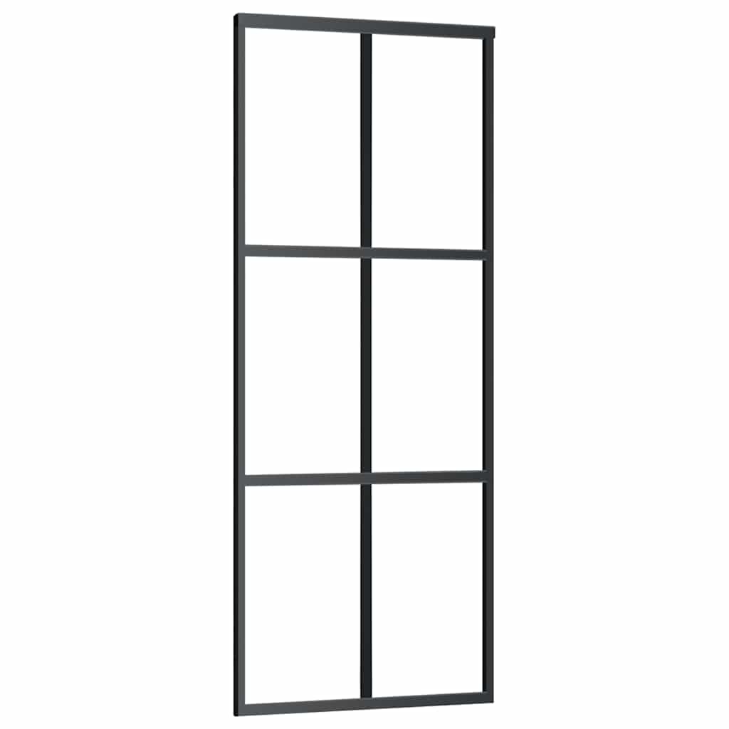 Vidaxl skydedør 76x205 cm ESG glas og aluminium sort