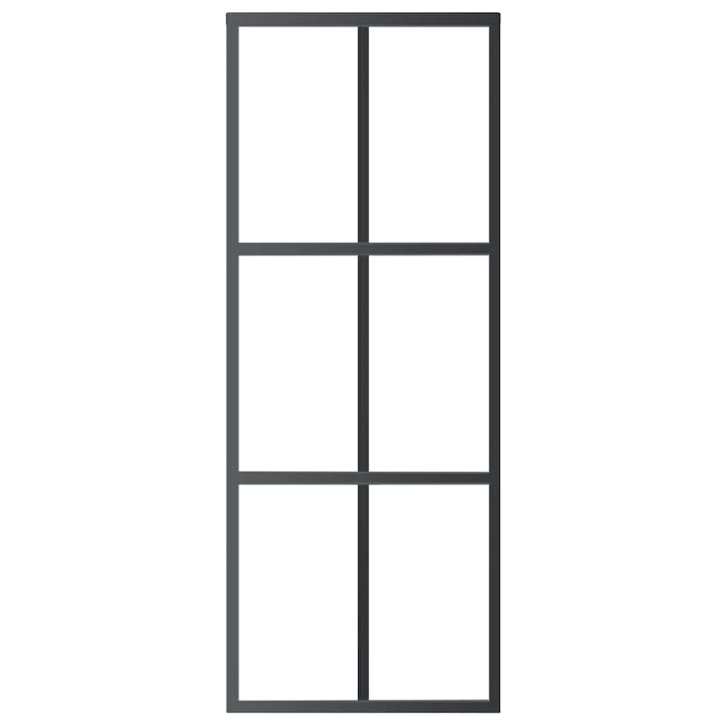Vidaxl skydedør 76x205 cm ESG glas og aluminium sort
