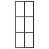 Vidaxl skydedør 76x205 cm ESG glas og aluminium sort