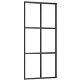 Vidaxl skydedør 90x205 cm ESG glas og aluminium sort