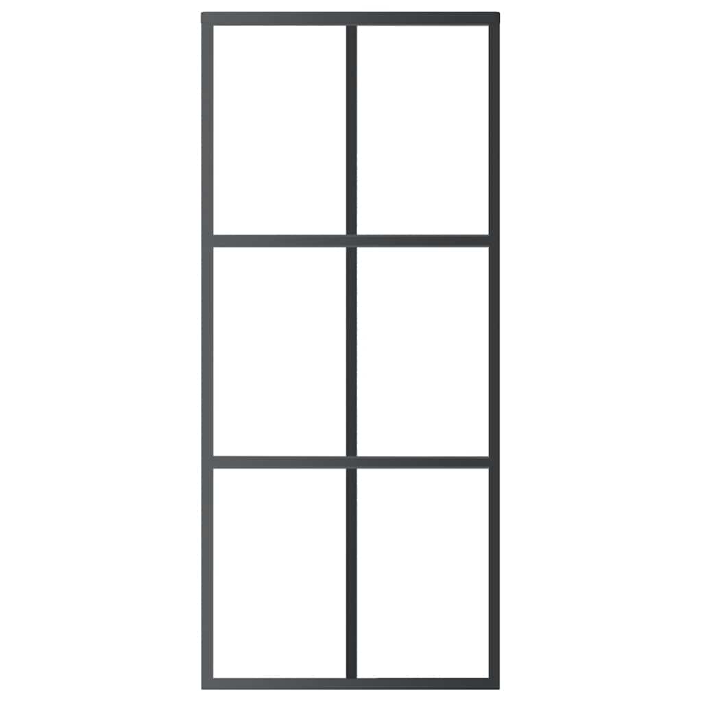 Vidaxl skydedør 90x205 cm ESG glas og aluminium sort