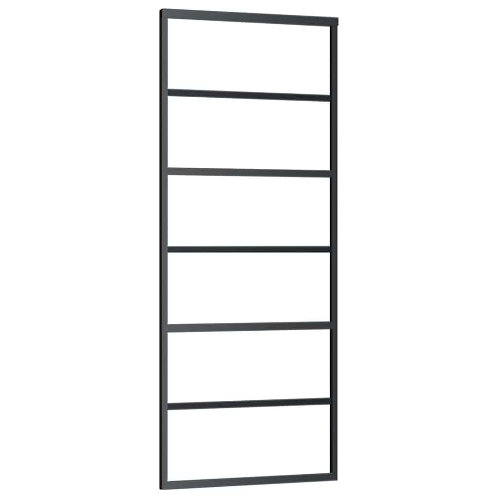 Vidaxl skydedør 76x205 cm ESG glas og aluminium sort