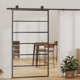 Vidaxl skydedør 102x205 cm ESG glas og aluminium sort