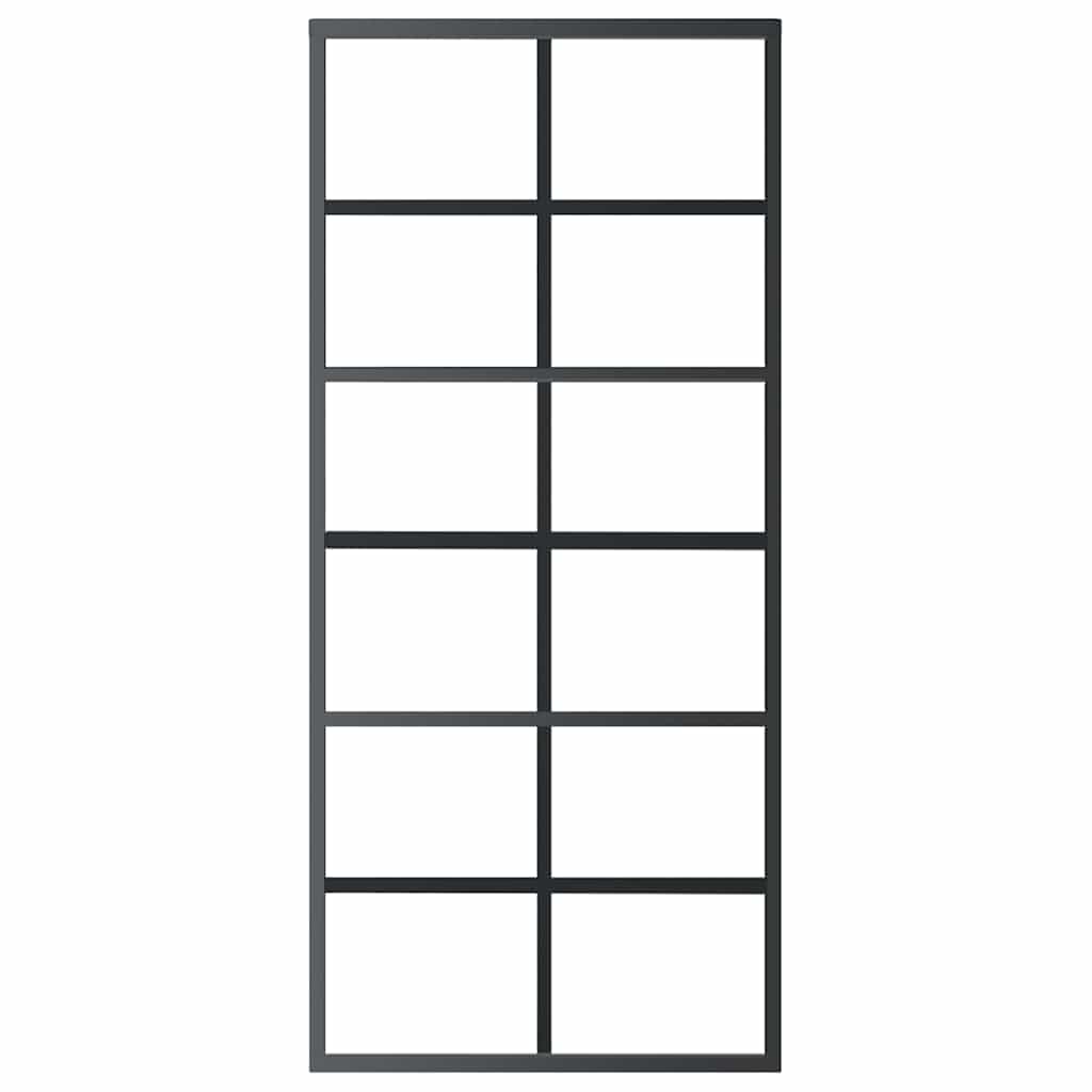 Vidaxl skydedør 90x205 cm ESG glas og aluminium sort