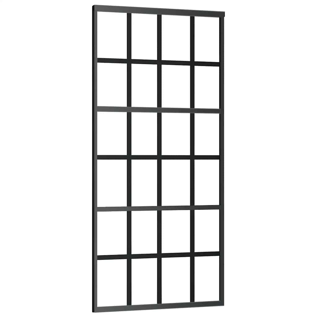 Vidaxl skydedør 90x205 cm ESG glas og aluminium sort