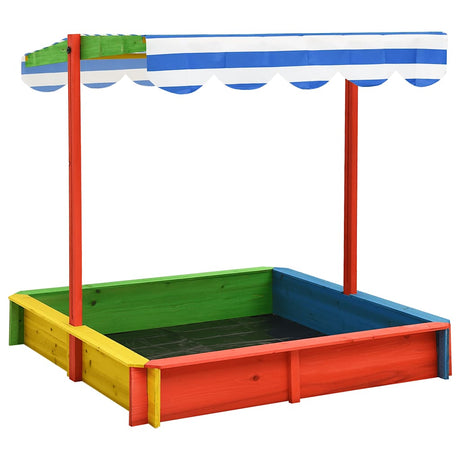 Vidaxl Sandbox med justerbart tag UV50 Pinewood Multi -farvet