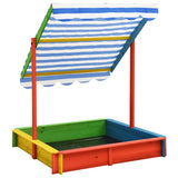 Vidaxl Sandbox med justerbart tag UV50 Pinewood Multi -farvet