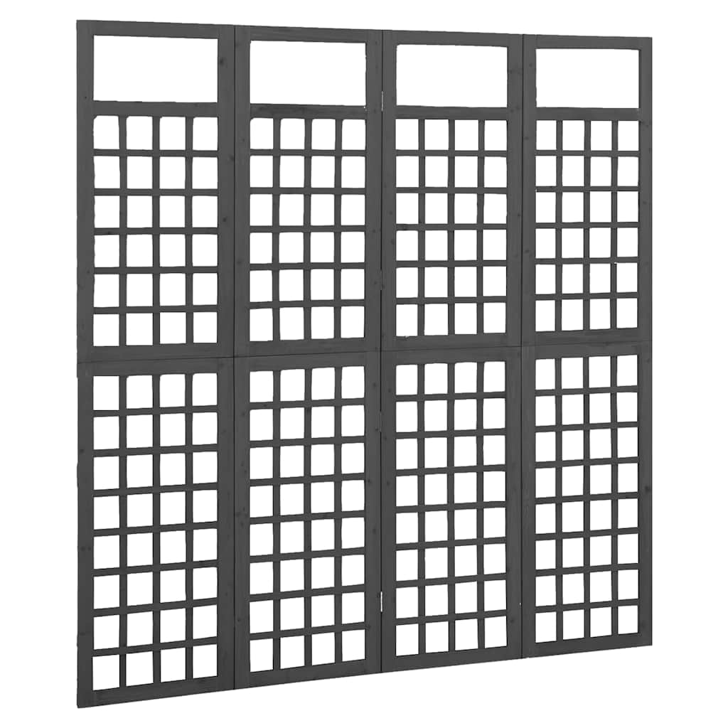 Vidaxl kamerscherm trellis met 4 panelen161x180 cm vurenhout zwart