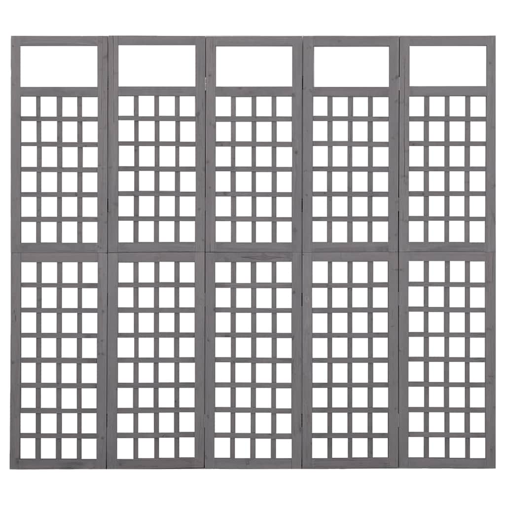 Vidaxl kamerscherm trellis met 5 panelen 201,5x180 cm vurenhout grijs