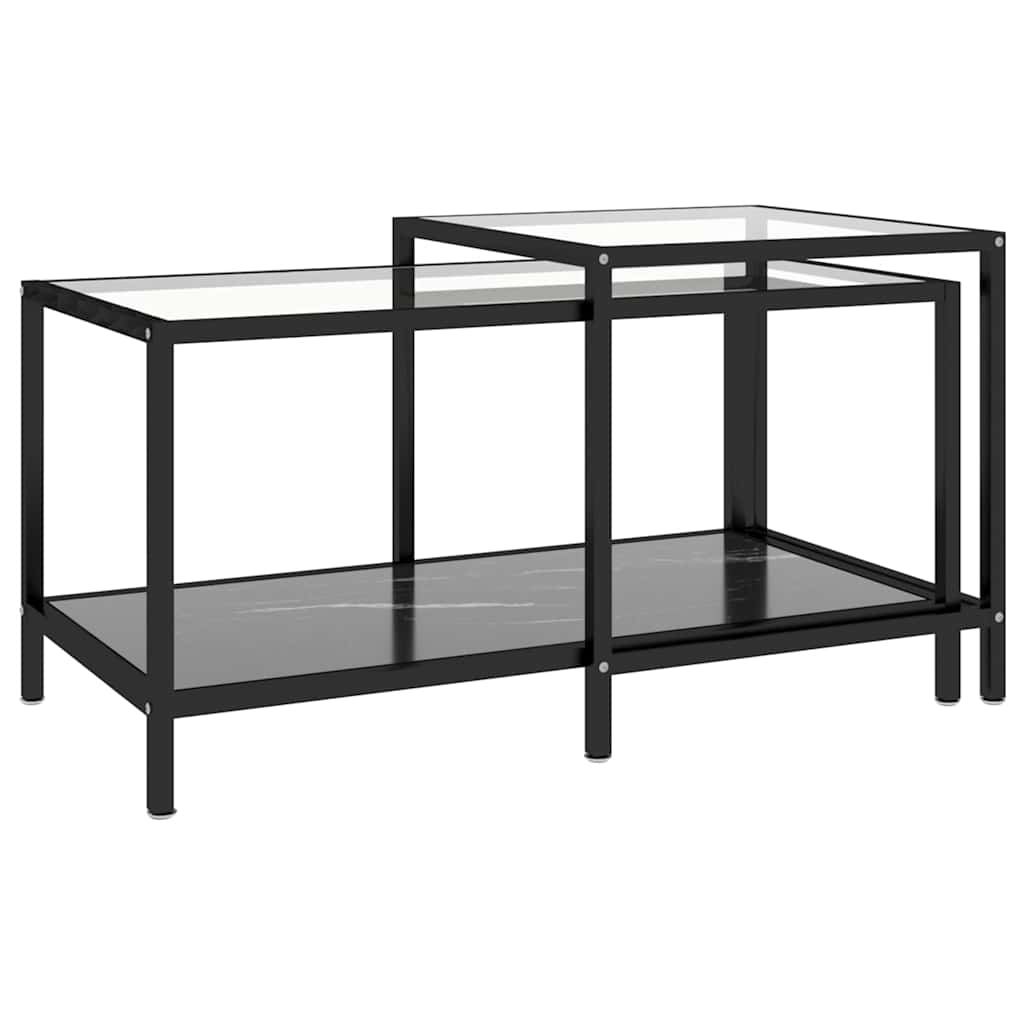 Vidaxl 2-delige salontafelset gehard glas zwart