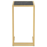 Vidaxl computer bijzettafel 50x35x65 cm gehard glas zwartmarmerkleurig