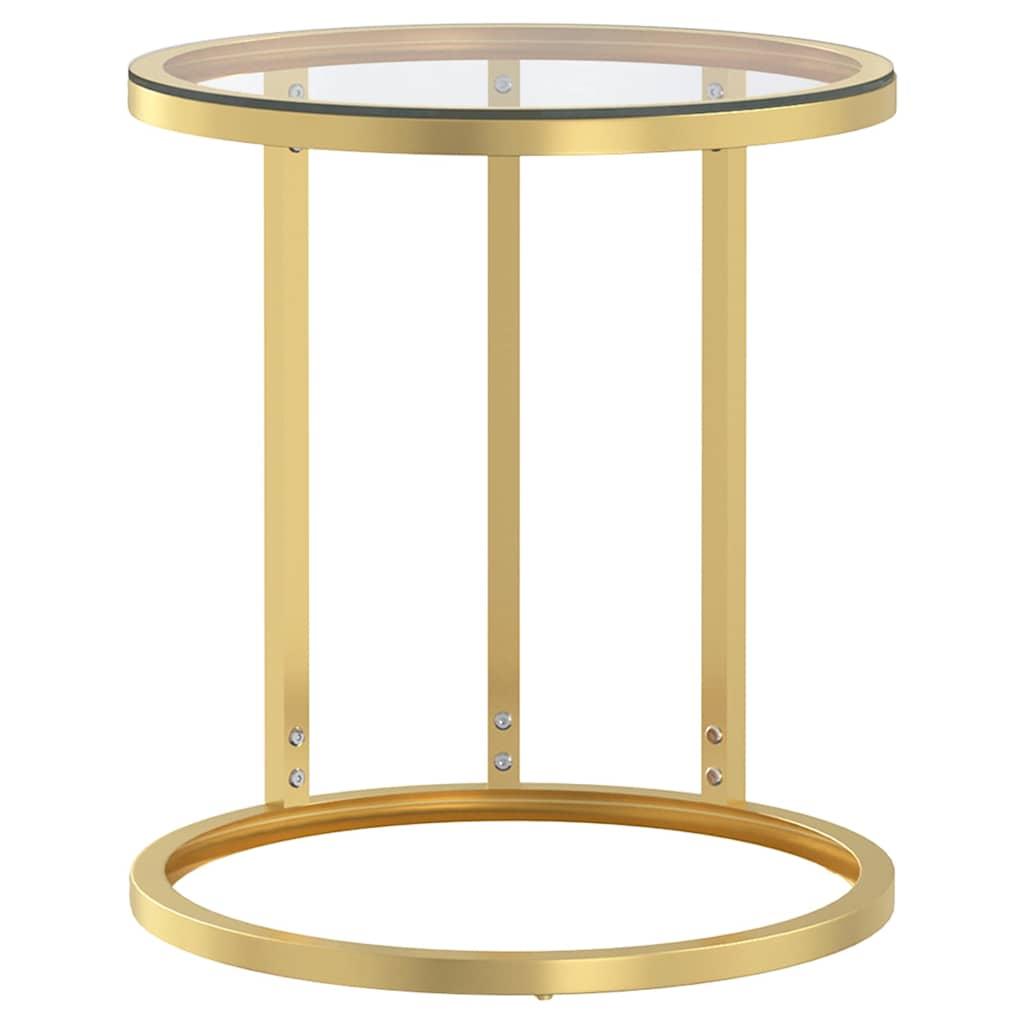 Vidaxl bijzettafel 45 cm gehard glas goudkleurig en transparant
