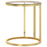Vidaxl bijzettafel 45 cm gehard glas goudkleurig en transparant