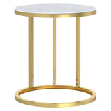 Vidaxl bijzettafel 45 cm gehard glas goudkleurig en witmarmer
