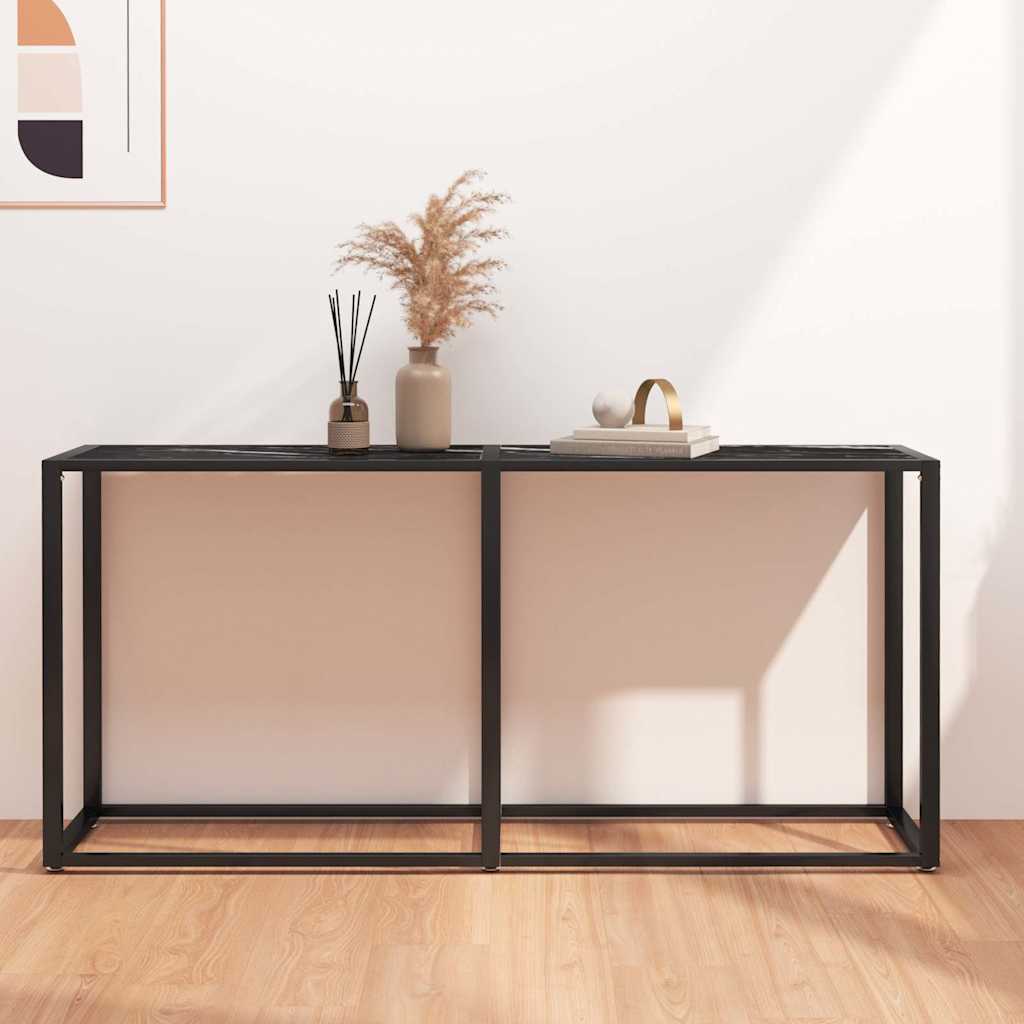 Vidaxl wandtafel 160x35x75,5 cm gehard glas zwartmarmerkleurig