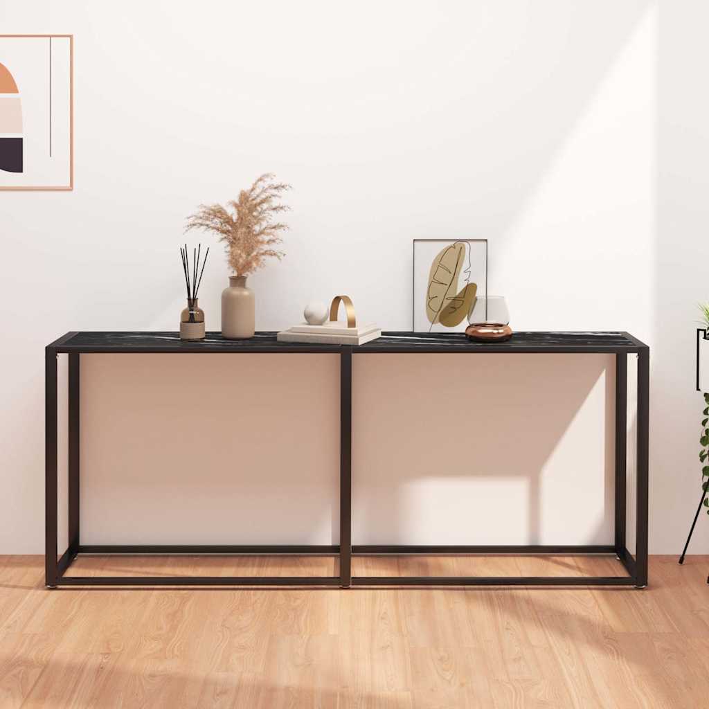 Vidaxl wandtafel 180x35x75,5 cm gehard glas zwartmarmerkleurig