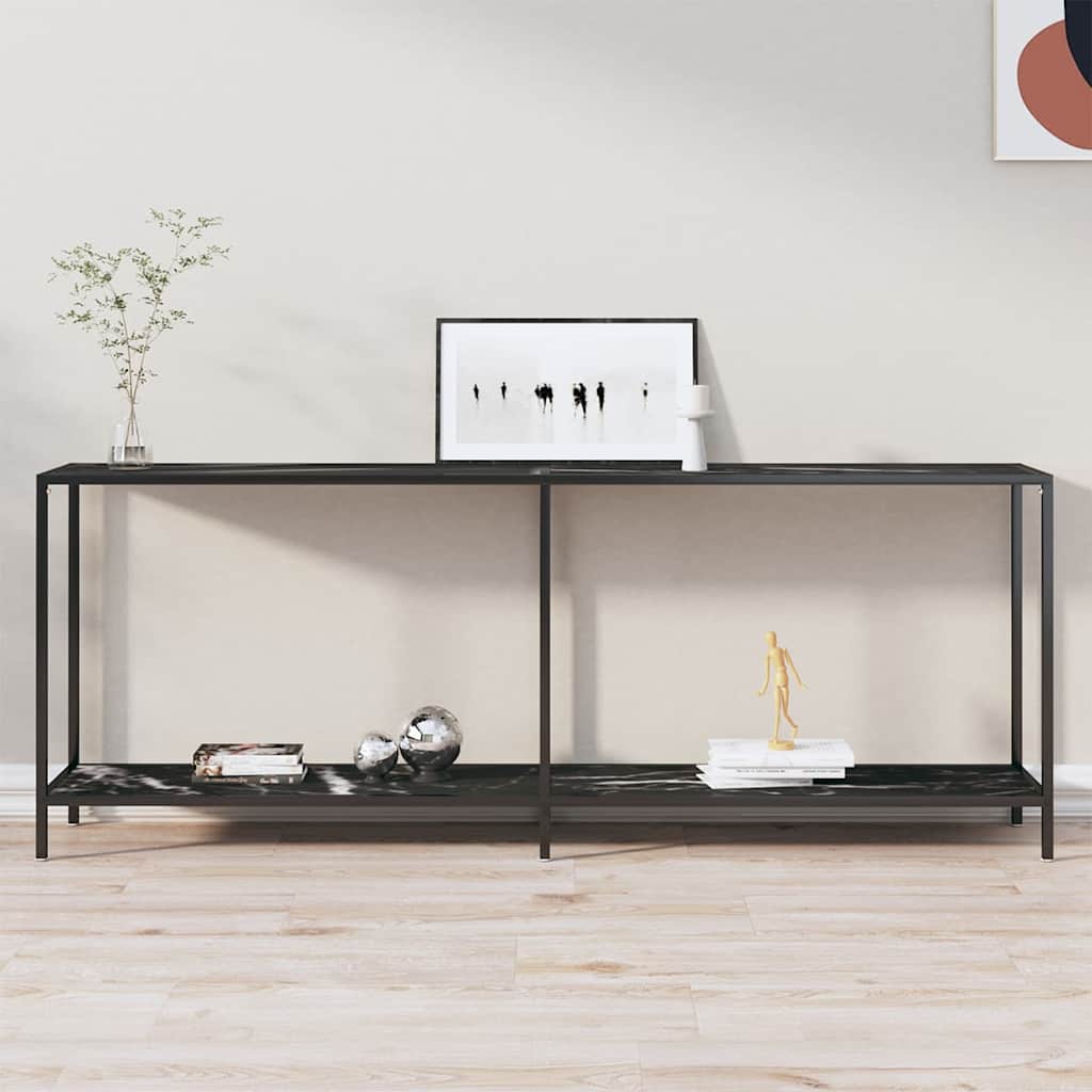 Vidaxl wandtafel 200x35x75,5 cm gehard glas zwart