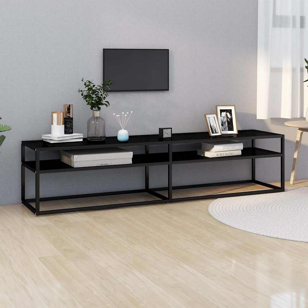 Vidaxl tv-meubel 180x40x40,5 cm gehard glas zwart