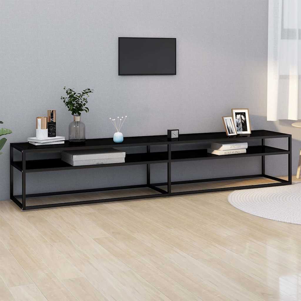 Vidaxl tv-meubel 220x40x40,5 cm gehard glas zwart