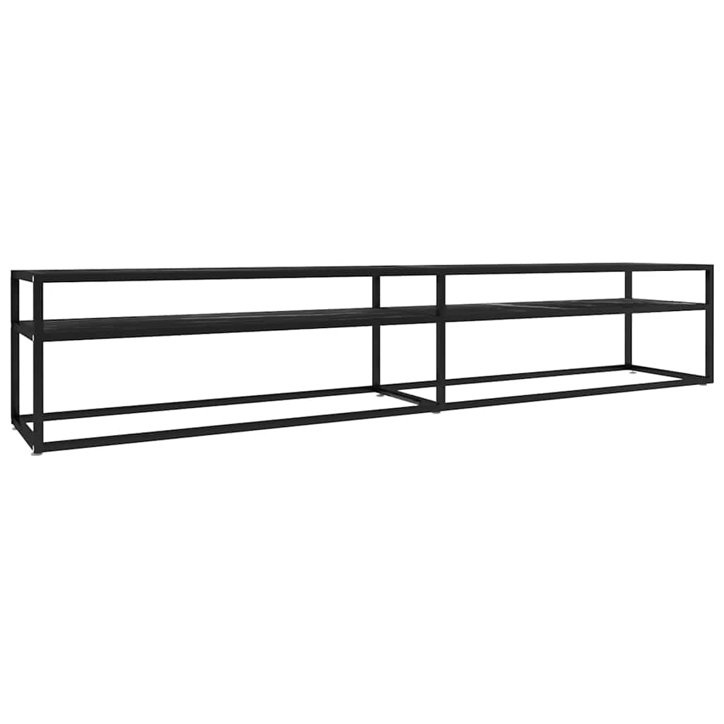 Vidaxl tv-meubel 220x40x40,5 cm gehard glas zwartmarmerkleurig