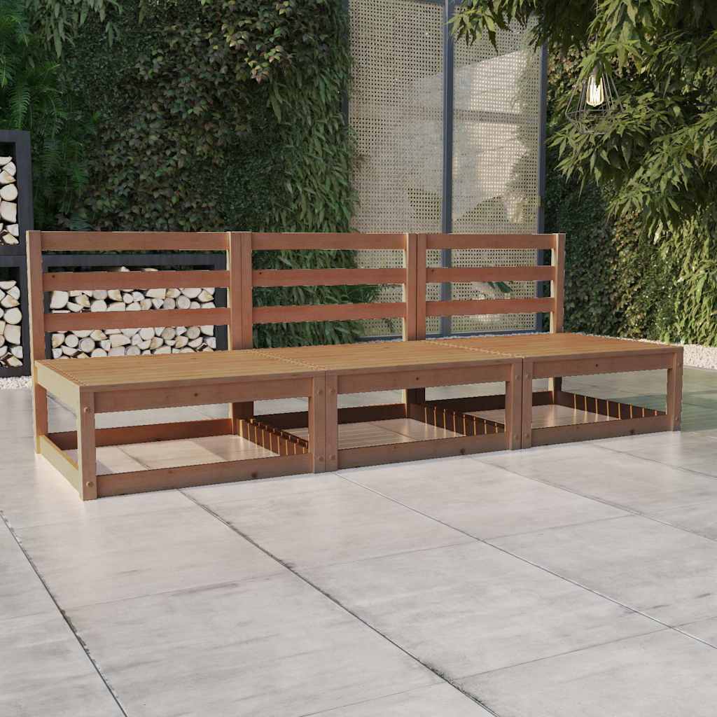 Vidaxl tuinbank 3-zits massief grenenhout honingbruin