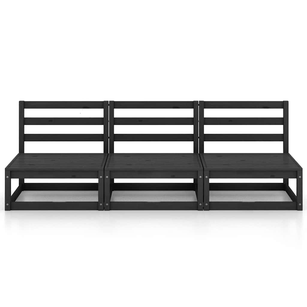 Vidaxl tuinbank 3-zits massief grenenhout zwart