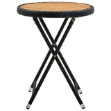 Vidaxl salontafel 60 cm poly rattan en massief acaciahout zwart