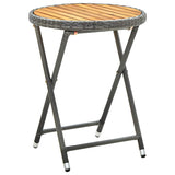 Vidaxl tafeltje 60 cm poly rattan en massief acaciahout grijs